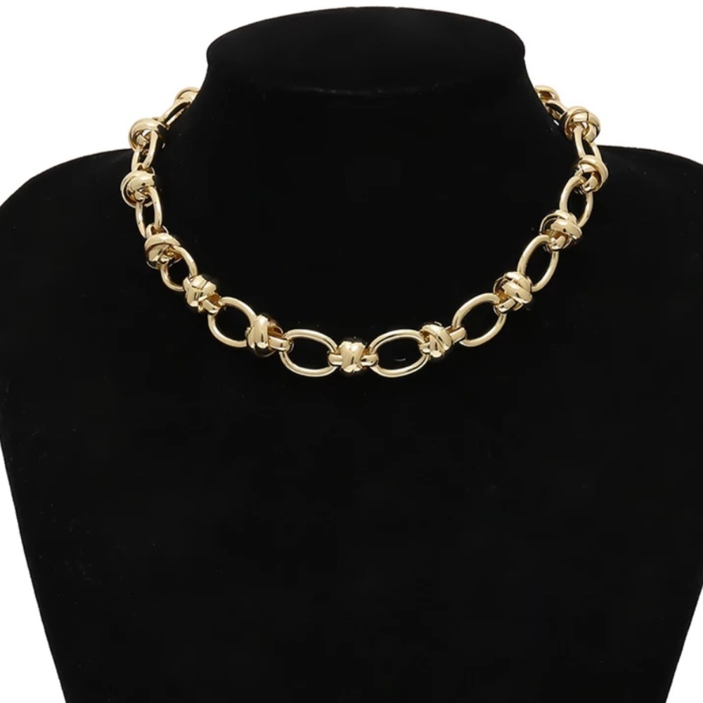NEW 18K GOLD LAYERED THICK CHAIN CHOKER NECKLACE - Picture 8 of 10